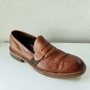 Donald J. Pliner brown tan penny loafers